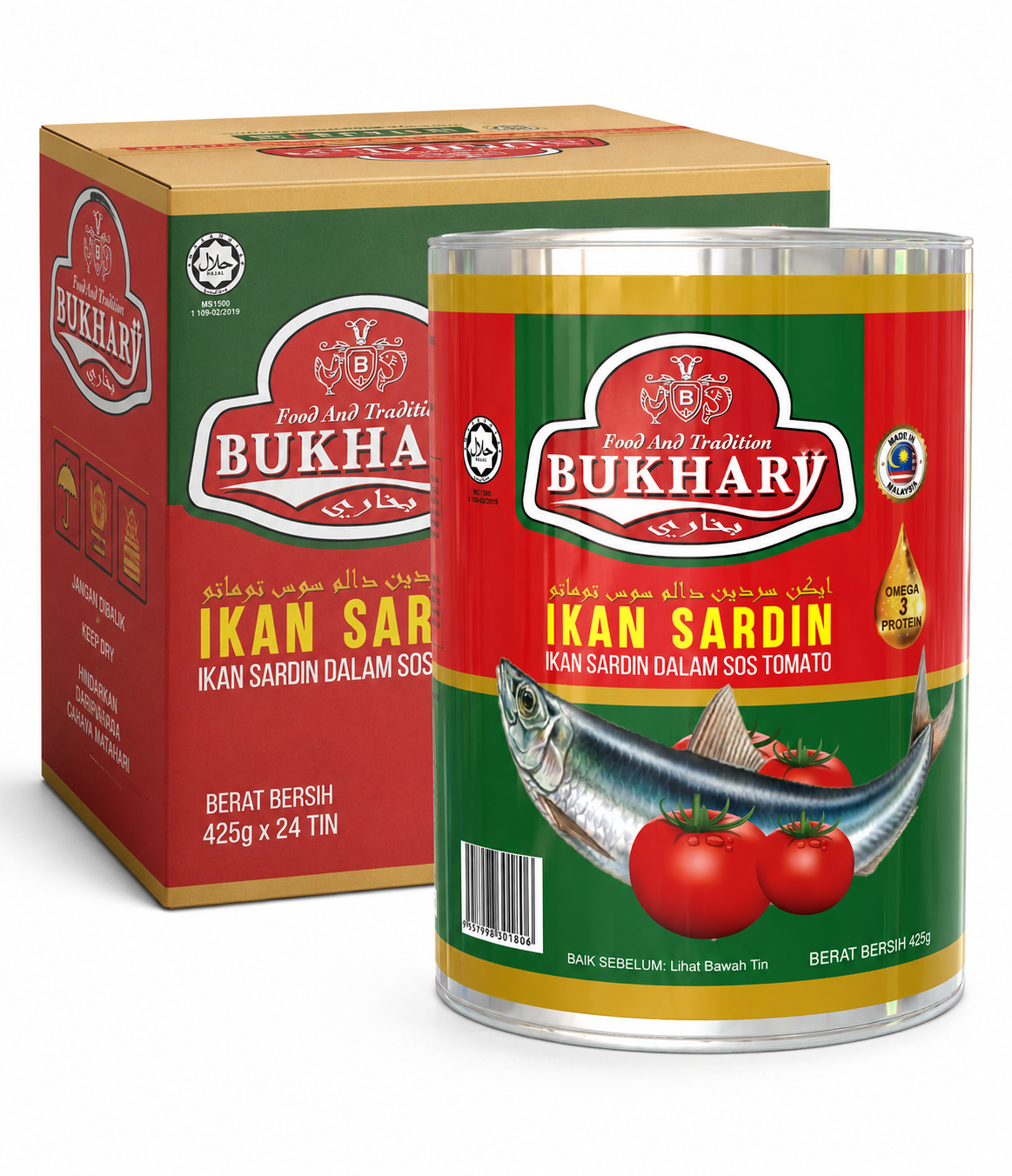 Carton Sardin Dalam Tomato Sos - BUKHARY 425g x 24
